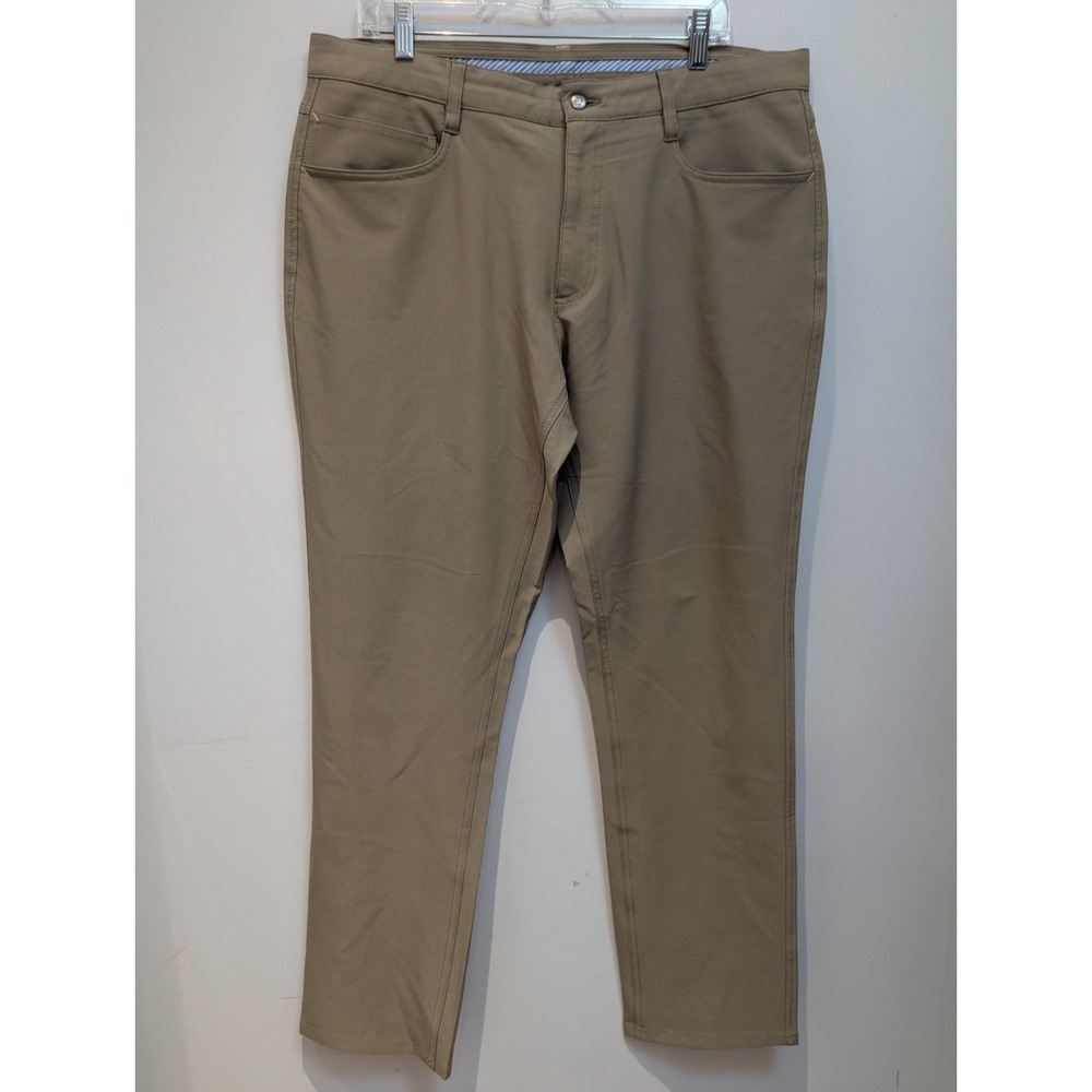 FOOTJOY FJ Athletic Fit‎ Mens 36 x 32 Beige Tan Performance Golf Pants 5 Pocket
